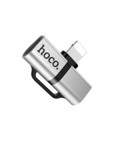 Adaptateur IPhone HOCO LS20 Vers Double Convertisseur Audio 2en1 - Silver