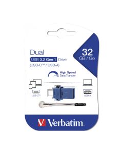 Clé USB VERBATIM Dual 32Go USB 3.2 (USB-C/USB-A) - Bleu