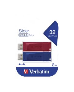 Clé USB VERBATIM SLIDER 2 x 32Go USB 2.0 - Rouge&Bleu