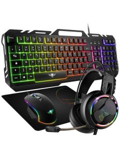 PACK Gamer Filaire SPIRIT OF GAMER Clavier + Souris + Casque + Tapis CLS-PMKH5 Noir