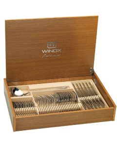 Coffret Couvert en Bois WINOX 49 Pièces Série Zephir Gold - Inox