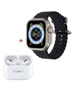 Coffret Montre Connectée QUALEV GS-7 + Airpods - Noir