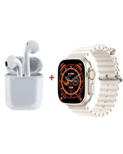 Coffret Montre Connectée W26 Ultra Max + Airpods - Blanc