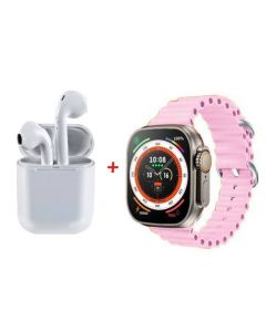 Coffret Montre Connectée W26 Ultra Max + Airpods + Ceinture - Rose