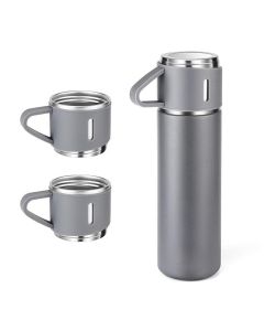 Coffret Thermos 500ml Avec 2 Tasses - Gris