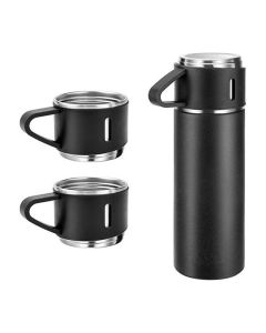 Coffret Thermos 500ml Avec 2 Tasses - Noir