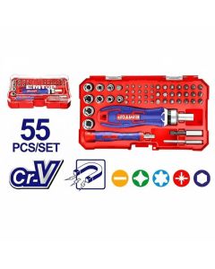 Coffret Tournevis EMTOP EBST05502 - 55 Pièces avec Cliquet et Douilles