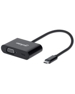 Convertisseur MANHATTAN USB-C vers VGA avec port d'alimentation Noir