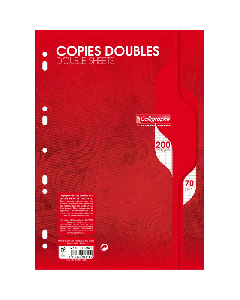 Copies Double CALLIGRAPHE Perforées Seyès 200 Pages A4 70G 