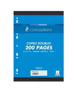Copies Double CONQUERANT 200 pages 70Gr Grands Carreaux