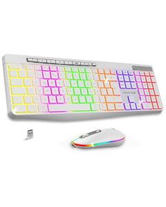 Ensemble Clavier et Souris Gamer Sans Fil ADVANCE R-TYPE CLS-3100 RGB - Blanc