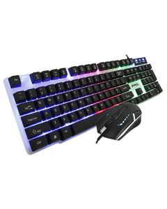 Ensemble Clavier Souris JEDEL Gamer RGB LED Filaire USB Noir