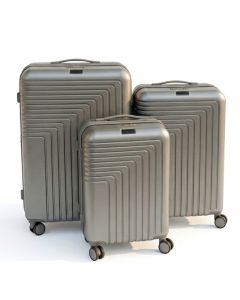 Série de 3 Valises Incassables ABM en ABS Gris - Rigides & 4 Roulettes 360°