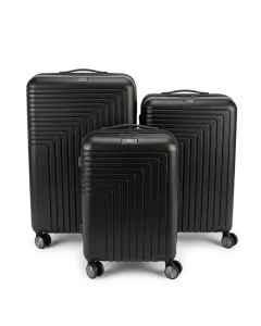 Série de 3 Valises ABM Incassable ABS Noir Set de Bagages