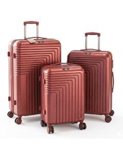Série de 3 Valises Incassables ABM en ABS Rouge - Rigides & 4 Roulettes 360°