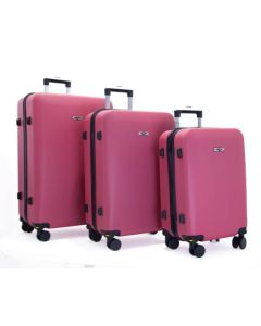 Ensemble de 3 Valises Rose Fuchsia incassable CBA VL310 avec roue démontable