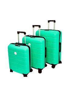 Ensemble de 3 Valises NEW STYLE Incassable 4 roues - Vert d'eau 