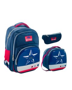 Ensemble STAR De 3 Pièces Sac à Dos + Porte Gouter + Trousse - Bleu
