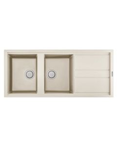 Évier De Cuisine Encastrable FOCUS Graniteck 2 Bacs + égouttoir 116cm - Champagne