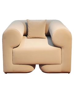 Fauteuil de Bureau Simili Cuir avec Coussin Beige