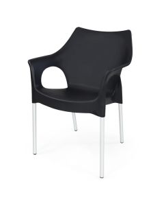 Fauteuil Ibiza avec Socle Aluminium - Noir