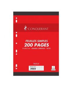 Meta Title Feuillets Mobiles CONQUERANT A4 200 Pages 90g Grands Carreaux