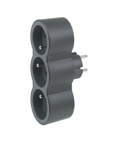 Fiche Triplite LEGRAND 3 Prises 2P+T Frontales - Noir et Gris Foncé