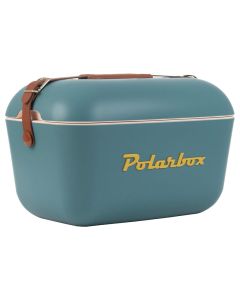 Glacière POLARBOX 20L Design Vintage Poignée Cuir - Bleu Marine