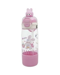 Gourde Enfant avec Paille Rose 600ml – Sécurisée – Mignonne