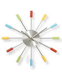 Horloge Murale Circulaire NEDIS Avec Embouts Colorés - Argent
