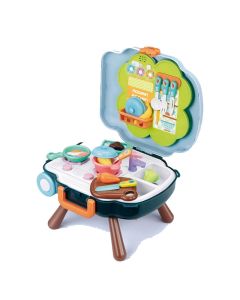 Ensemble De Cuisine Portable 3en1 Avec Lumière & Musique - Bleu&Marron