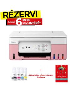 Imprimante a réservoir intégré Canon PIXMA G3430 WiFi - Pink