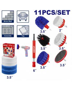 Kit Brosses Nettoyage EMTOP ECB1101 - 11 Pièces avec Rallonge 15cm
