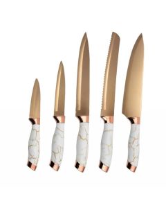 Kit De Couteaux 5 Pièces KITCHEN KNIFE - Blanc&Bronze