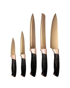 Kit De Couteaux 5 Pièces KITCHEN KNIFE - Noir&Bronze