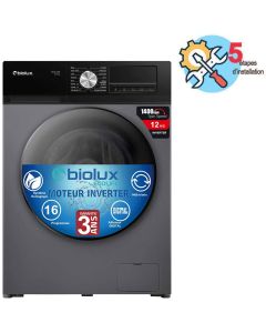 Lave-Linge Biolux 12kg Moteur Inverter 1400 tr/min - Noir