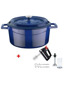 Faitout LAVA Round 24 cm Bleu + Batteur