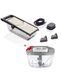 Jata HMAQ4503 - Mandolina con cuchillas lisa y ondulada, Grosor de corte horizontal de 1 a 9