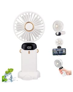 Mini Ventilateur Portatif Rechargeable LED - Blanc