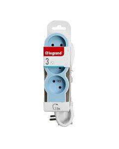Multiprise LEGRAND 3*2P+T 16A 1,5M - Blanc et Bleu