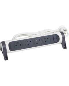 Multiprise LEGRAND 4X2P+T 1,5M - Blanc et Gris Foncé
