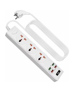 Multiprises INKAX BKL-01 3P + 4USB 250V 10A - Blanc