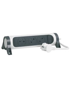 Multiprises LEGRAND 3 Prises 2P+T - Blanc et Gris Foncé