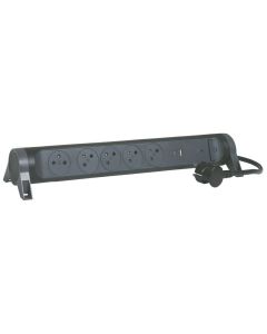 Multiprises LEGRAND 5 Prises 2P+T USB Type-a+ Type-c - Noir et Gris Foncé