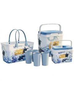 Pack 2 Glacières COOL BOX 28L+8L + 4 Gobelets - Bleu