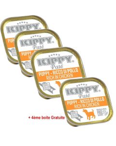 Pack 3 Pâtés KIPPY Poulet Pour Chiot 150Gr + 4ème Gratuite