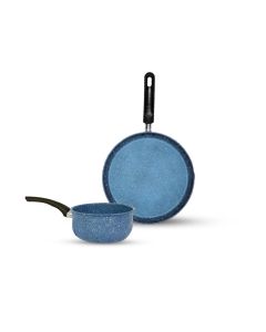 Pack COOK'ART De 2 Pièces Casserole 18cm + Crêpière 25cm - Bleu