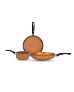 Pack COOK'ART De 3 Pièces Poêle + Casserole + Crêpière - Bronze