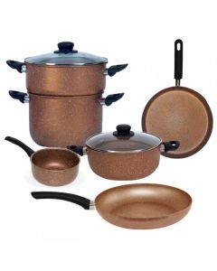 Pack Cook'Art 5 Pièces Granite Anti-adhésif Marron Moucheté