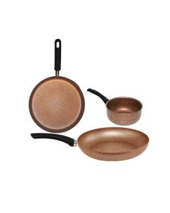 Pack COOK'ART De 3 Pièces Poêle + Casserole + Crêpière - Bronze